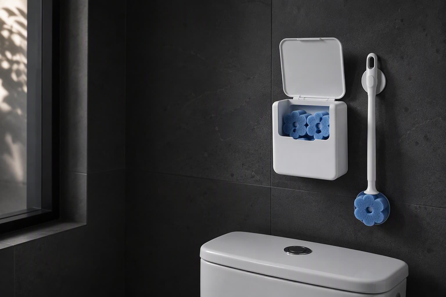 Wall-mounted clowand caddy installed without drilling