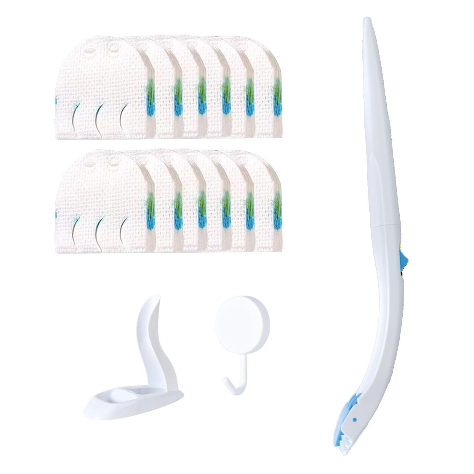 Modern bathroom with compact cleaning tools neatly organized in a small apartment space